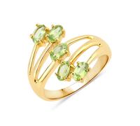 Rafaela Donata Damen Ring aus 925/- Sterling Silber gelbvergoldet 14 Karat mit Peridot grün Edelsteinring Edelsteingröße 5x3 mm