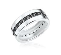 Rafaela Donata Damen-Ring 925 Sterling Silber Zirkonia schwarz - Moderner Silberring in Memoire-Form mit Steinen