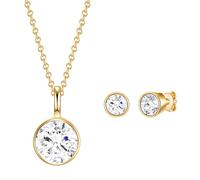 Rafaela Donata Set (Kette + Ohrstecker) Gelbvergoldet verziert mit Kristallen von Swarovski® 14,0 mm Damen