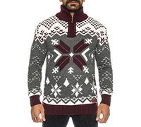 Raff&Taff Herren Strickpullover Sweater Hoodie Wollpullover | M - 5XL | Norweger Island Pullover Weihnachten Winter (Weinrot, 4XL)