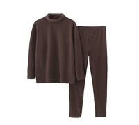 RAFYZY Herren Base Layer Set Langarm Rollkragenpullover Thermounterwäsche Langes Fleece Ober- und Unterteil Set L-3XL,Dark Curry,3XL