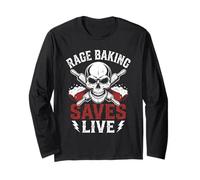 Rage Baking Saves Live Fun Metalhead Stress Baker Hardcore Langarmshirt