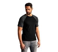 Raglan Baseball T-Shirt Herren, Schwarz-Charcoal, XS