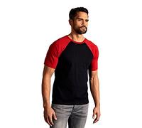 Raglan Baseball T-Shirt Herren, Schwarz-Rot, XS