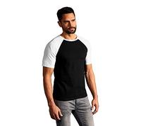 Raglan Baseball T-Shirt Herren, Schwarz-Weiß, XL