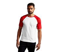 Promodoro Herren Raglan-T-Shirt kurzarm Weiß/Rot XL