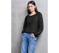 Langarmbluse STREET ONE STUDIO, Damen, Gr. 38, schwarz, Stoff, 100% Viskose, unifarben, normal normal, Rundhals, Bündchen, Blusen, aus softer Viskose (74925724-38) schwarz