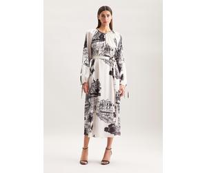 Raglankleid mit Schleifendetails und Taillengürtel aus Satin Weiß 38 (60.849881-0003-38)