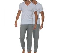 Ragman 2-er Set T-Shirts Weiß mit V-Ausschnitt