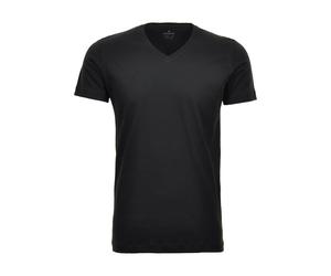 RAGMAN Body Fit T-Shirt V-Ausschnitt Doppelpack schwarz, Einfarbig
