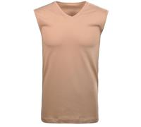 RAGMAN Herren Unterhemden, 2er Pack - Shirt, Baumwolle, V-Ausschnitt, einfarbig Beige L