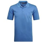 RAGMAN Herren Poloshirt - Oberteil, Softknit-Polo, Baumwollmischung, Brusttasche, Knopfleiste, kurz, einfarbig, blau, 6XL Hellblau