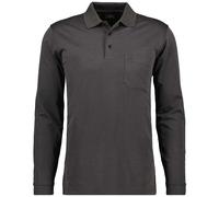 RAGMAN Herren Langarm-Poloshirt - Soft Knit Polo Knopf Langarm, Baumwollmischung, Knopfleiste, Easy Care Dunkelgrau 8XL
