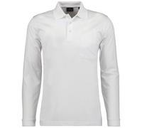 RAGMAN Herren Langarm-Poloshirt - Soft Knit Polo Knopf Langarm, Baumwollmischung, Knopfleiste, Easy Care Weiß 6XL