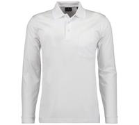 Ragman Herren Langarm-Poloshirt Soft Knit, Baumwollmischung, Knopfleiste, Easy Care, Weiß 5XL