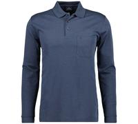 RAGMAN Herren Langarm-Poloshirt - Soft Knit Polo Knopf Langarm, Baumwollmischung, Knopfleiste, Easy Care Blau 8XL