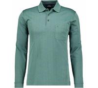 RAGMAN Modern Fit Longsleeve Poloshirt moosgrün, Jacquardmuster