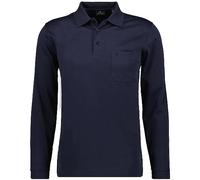 RAGMAN Herren Langarm-Poloshirt - Soft Knit Polo Knopf Langarm, Baumwollmischung, Knopfleiste, Easy Care, blau, 4XL Dunkelblau