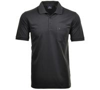 RAGMAN Herren Poloshirt - Oberteil, Softknit-Polo, Baumwollmischung, Brusttasche, Knopfleiste, kurz, einfarbig, grau, 6XL Dunkelgrau
