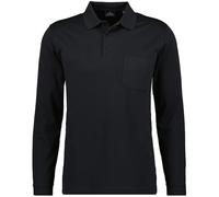 RAGMAN Herren Langarm-Poloshirt - Soft Knit Polo Knopf Langarm, Baumwollmischung, Knopfleiste, Easy Care Schwarz 5XL