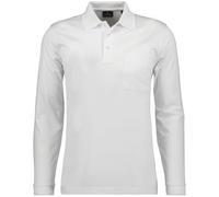RAGMAN Herren Langarm-Poloshirt - Soft Knit Polo Knopf Langarm, Baumwollmischung, Knopfleiste, Easy Care, weiß, S Weiß