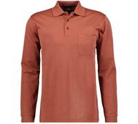 RAGMAN Regular Fit Longsleeve Poloshirt Gebranntes Orange, Einfarbig