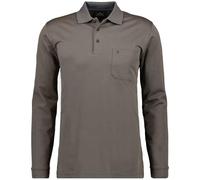 RAGMAN Regular Fit Longsleeve Poloshirt Taupe Dunkel, Einfarbig
