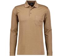 RAGMAN - Softknit-Polo mit Brusttasche, Langarm zimt - Gr. - M
