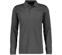 Ragman Poloshirt Softknit – Regular Fit Longsleeve – Grau, gemustert
