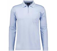 RAGMAN Modern Fit Longsleeve Poloshirt blau, Einfarbig