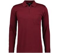 Ragman Herren Softknit-Poloshirt Langarm mit Zip L Rot