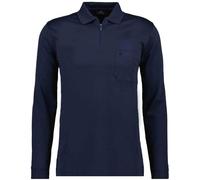 Ragman Herren Softknit-Poloshirt Modern Fit Langarm mit Zip Marine XL