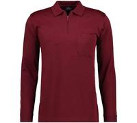 RAGMAN Modern Fit Longsleeve Poloshirt rot, Einfarbig