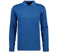 Ragman Poloshirt Modern Fit Softknit mit Reißverschluss Langarm Blau-Melange-765 3XL