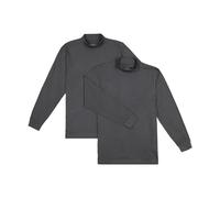 RAGMAN Herren Stehkragenshirt Langarm 2er Pack Schwarz-009, M