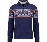 RAGMAN Herren Strickpullover mit Stehkragen, Jacquard Dunkelblau-711, L