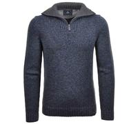 RAGMAN Herren Tweed-Pullover mit Troyer 3XL, Dunkelblau-grau mouliniert-170