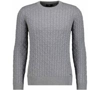 RAGMAN Herren Strickpullover Rundhals mit Zopfmuster Mittelgrau-015, L