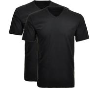 RAGMAN Herren T-Shirt 2er Pack - 1/2 Arm, Unterhemd, V-Neck Schwarz 5XL