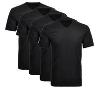 RAGMAN Herren T-Shirt 4er Pack - 1/2 Arm, Unterhemd, V-Neck Schwarz L