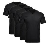 RAGMAN Herren T-Shirt 4er Pack - 1/2 Arm, Unterhemd, V-Neck Schwarz S