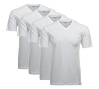 RAGMAN Herren T-Shirt 4er Pack - 1/2 Arm, Unterhemd, V-Neck Weiß M
