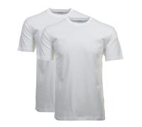 Ragman T-Shirt Regular Fit Rundhals Doppelpack Weiß Einfarbig