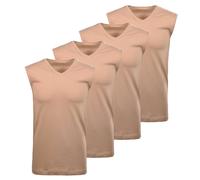 RAGMAN Herren Unterhemden, 4er Pack - Shirt, Baumwolle, V-Ausschnitt, einfarbig Beige 2XL