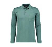 RAGMAN Modern Fit Longsleeve Poloshirt moosgrün, Jacquardmuster