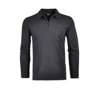 RAGMAN Modern Fit Longsleeve Poloshirt schwarz, Einfarbig