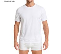 Ragman Herren T-Shirt Pima Rundhals mit Bündchen Regular Fit Baumwolle M Weiß-006