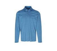 RAGMAN Soft Knit Regular Fit Longsleeve Poloshirt blau, Einfarbig