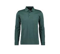 RAGMAN Soft Knit Regular Fit Longsleeve Poloshirt moos, Einfarbig