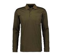 RAGMAN Regular Fit Longsleeve Poloshirt Dunkles Khaki, Einfarbig